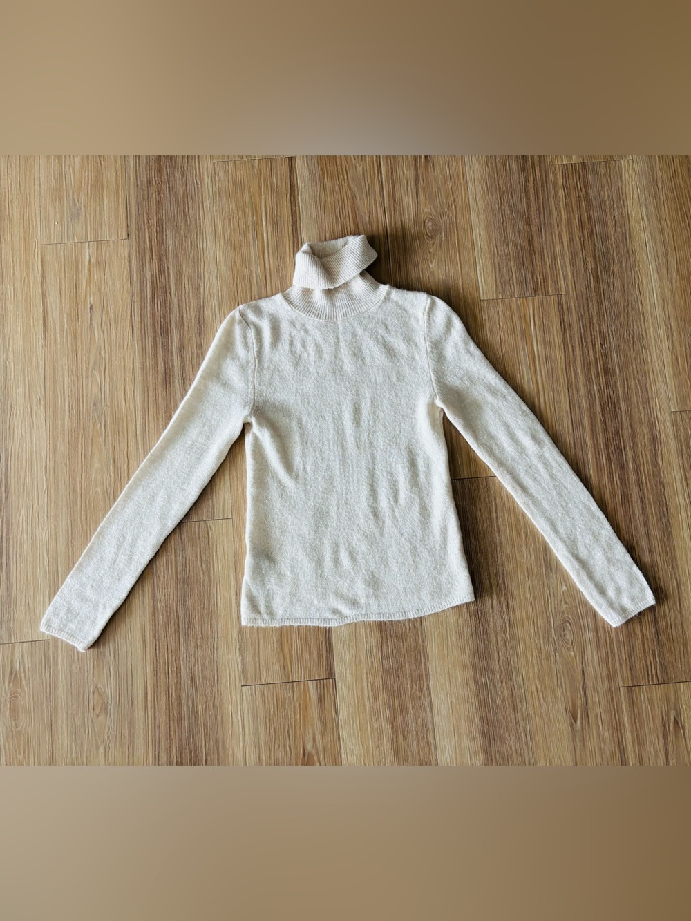 Mango Turtleneck Sweater Cream Wool Blend Womens XS Preppy Minimalist Classic - Picture 4 of 10